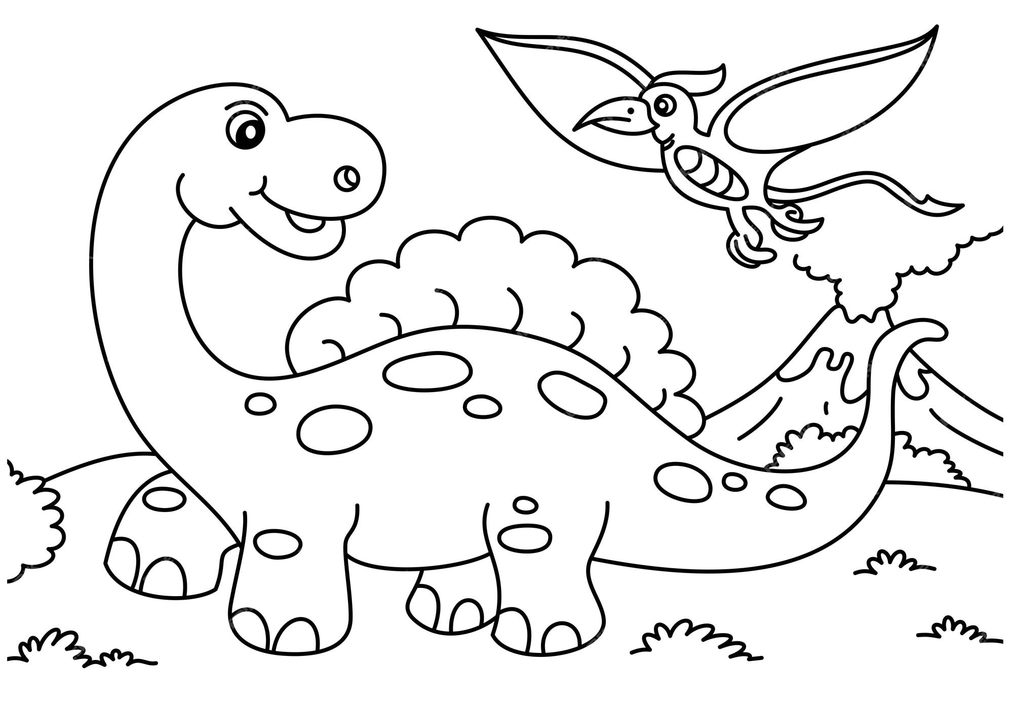 Premium vector dinosaur coloring page or book for kids vector