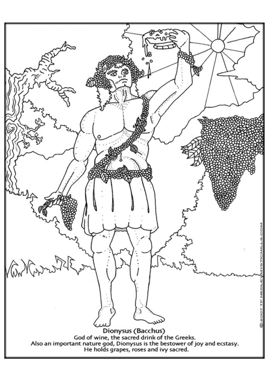 Coloring page dionyssus bacchus