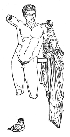 Hermes and the infant dionysus coloring page free printable coloring pages