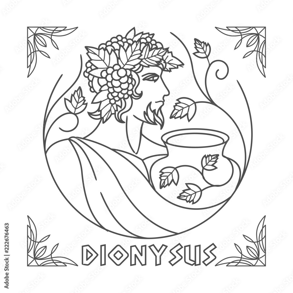 Dionysus line art vector vector