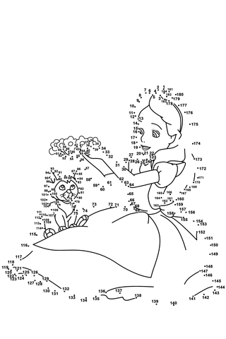 Alice in wonderland dot to dot free printable coloring pages