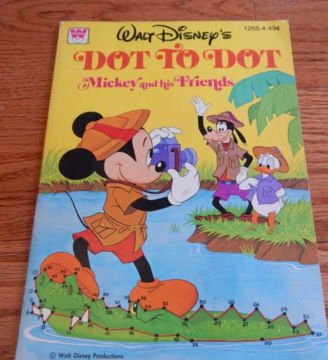 Vintage mickey friends walt disney coloring book dot to dot