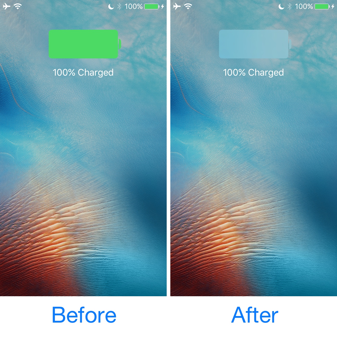 Adaptivecolorpower makes the charge screen indicator match your iphones wallpaper