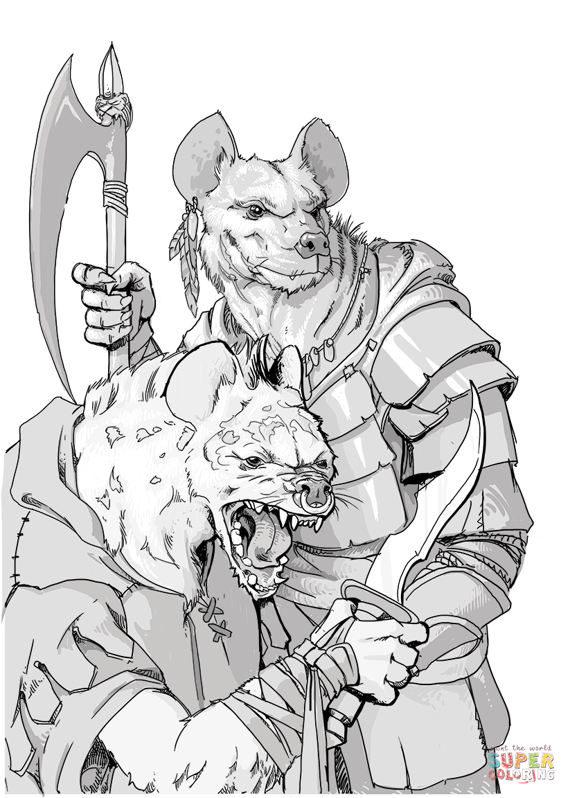 Dungeons and dragons gnolls coloring page free printable coloring pages