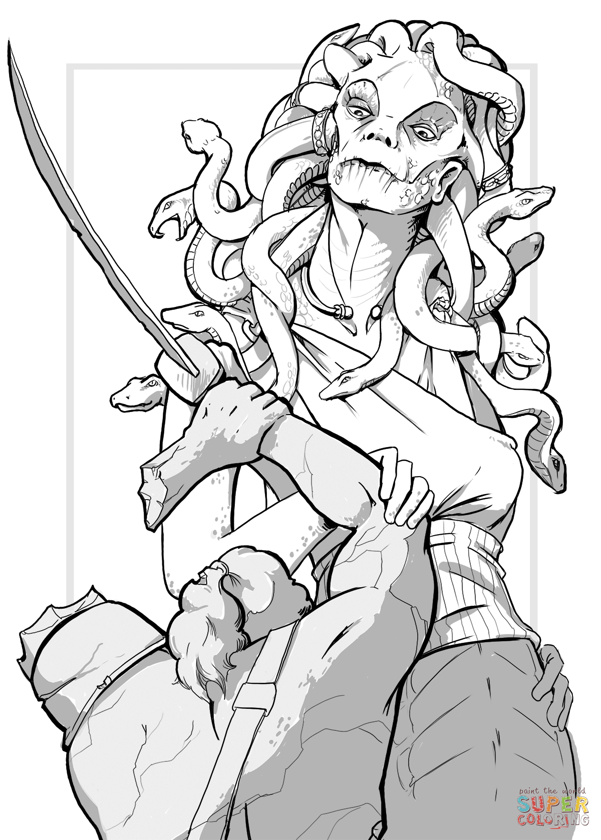Dnd medusa coloring page free printable coloring pages