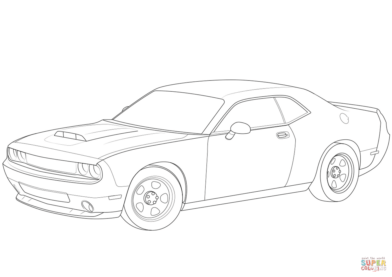 Dodge challenger coloring page free printable coloring pages