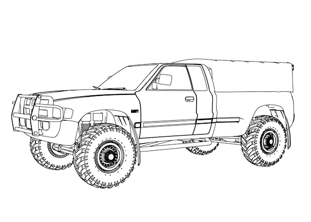 Premium vector a sketch of a pickup truck with the word ford on the front
