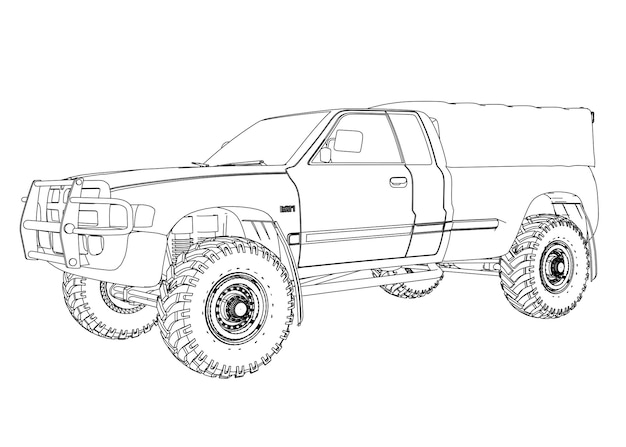 Premium vector a sketch of a pickup truck with the word ford on the front