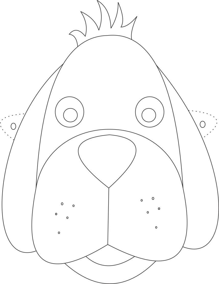 Dog mask printable coloring page for kids