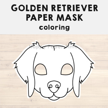 Golden retriever paper mask printable dog animal coloring craft activity