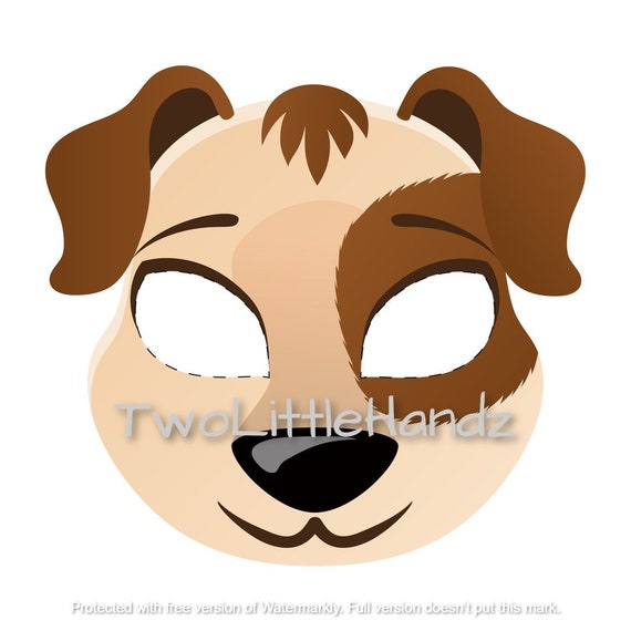 Dog printable mask animal masks for kids party printable coloring page digital download kids craft printable