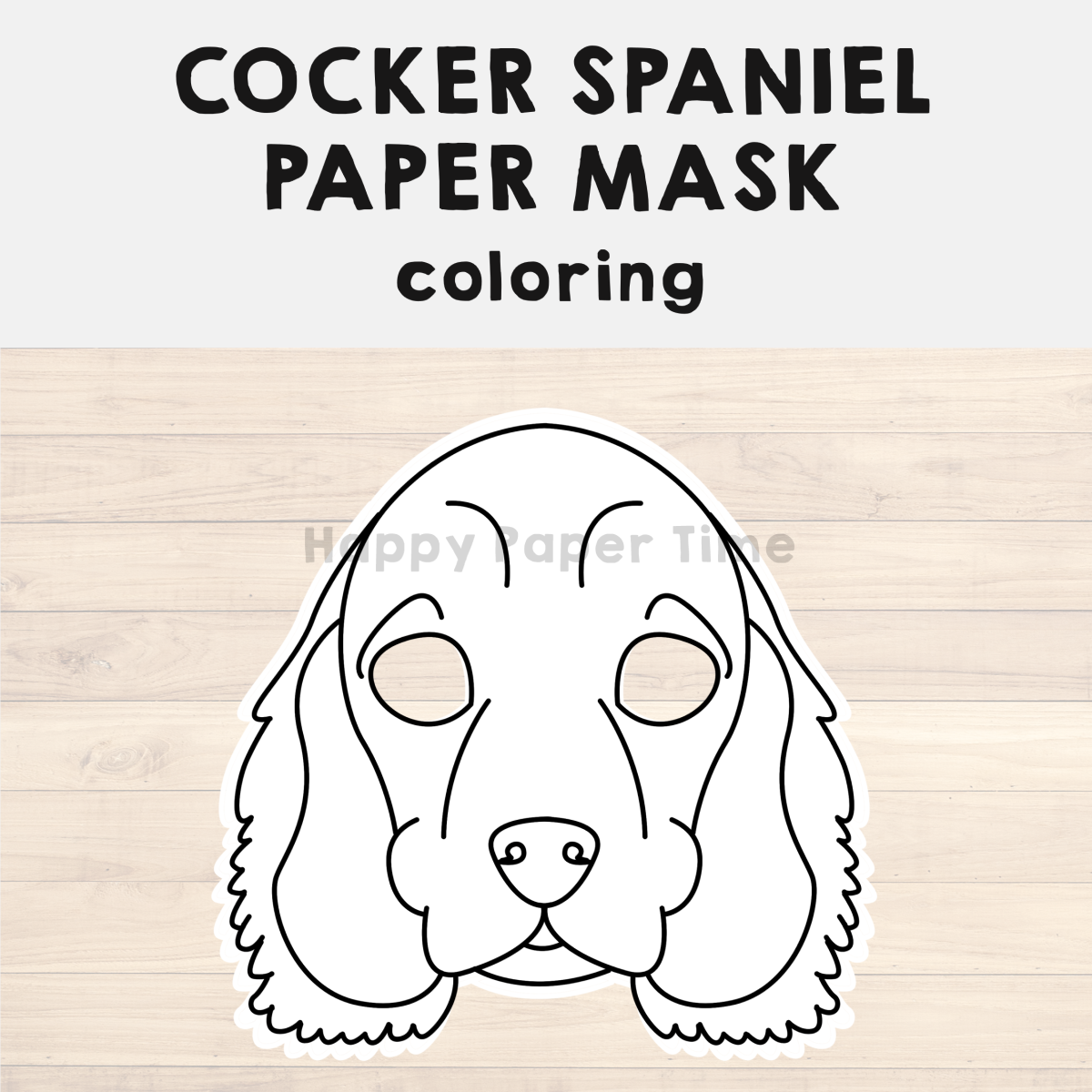 Cocker spaniel paper mask printable dog animal coloring craft activity made by teachers