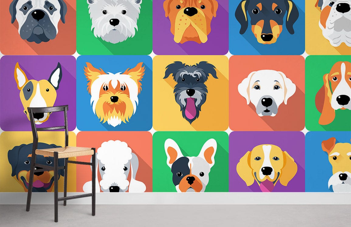 Cartoon dog portrait mural wallpaper animal wallpaper