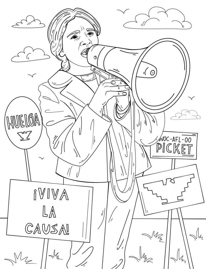 Dolores huerta free printable coloring page trailblazing women lgbtq folks