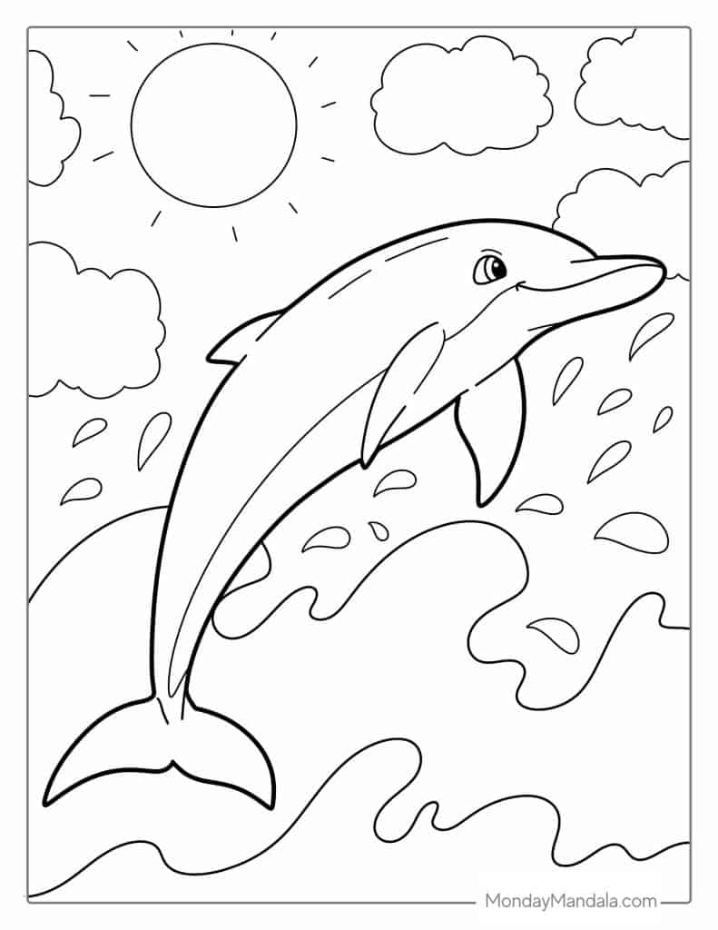 Dolphin coloring pages free pdf printables