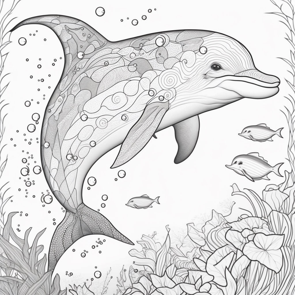 Dolphin coloring book page instant download