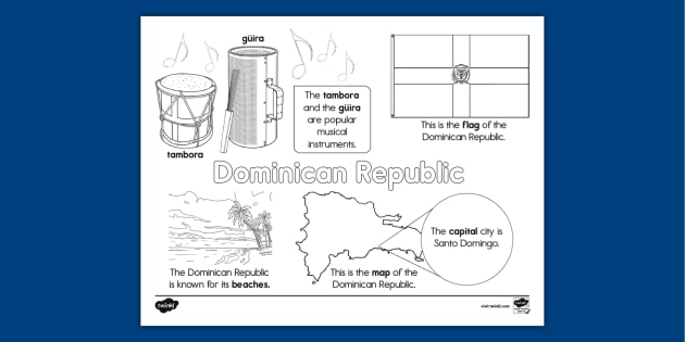 Dominican republic facts coloring sheet teacher