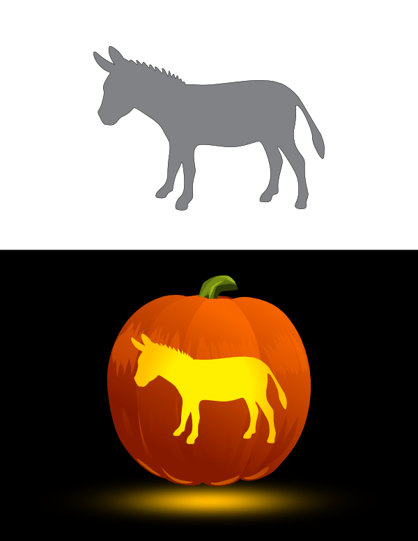 Printable donkey pumpkin stencil