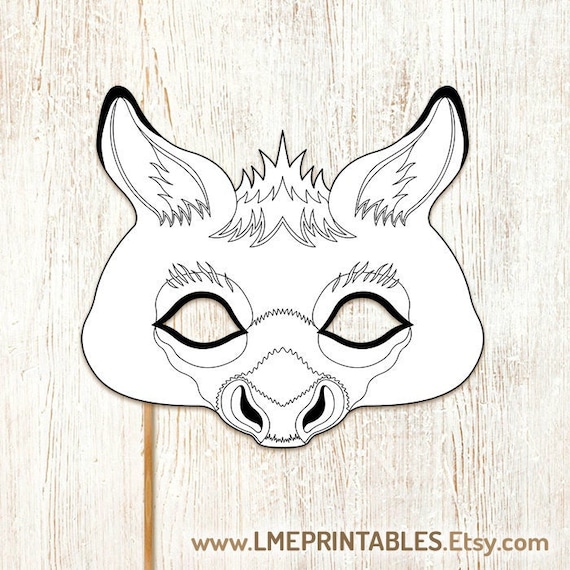 Buy donkey coloring mask printable halloween costume colouring animal farm party wild ass mule activity party game template birthday carnival online in india