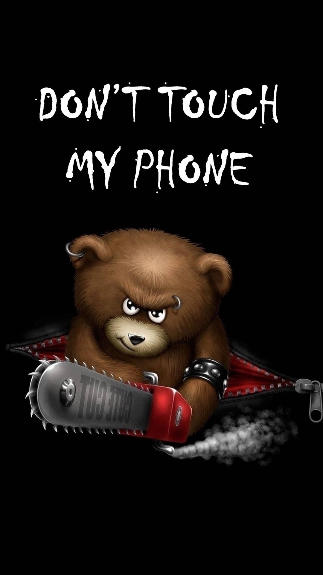 Download dont touch my phone bear chainsaw wallpaper