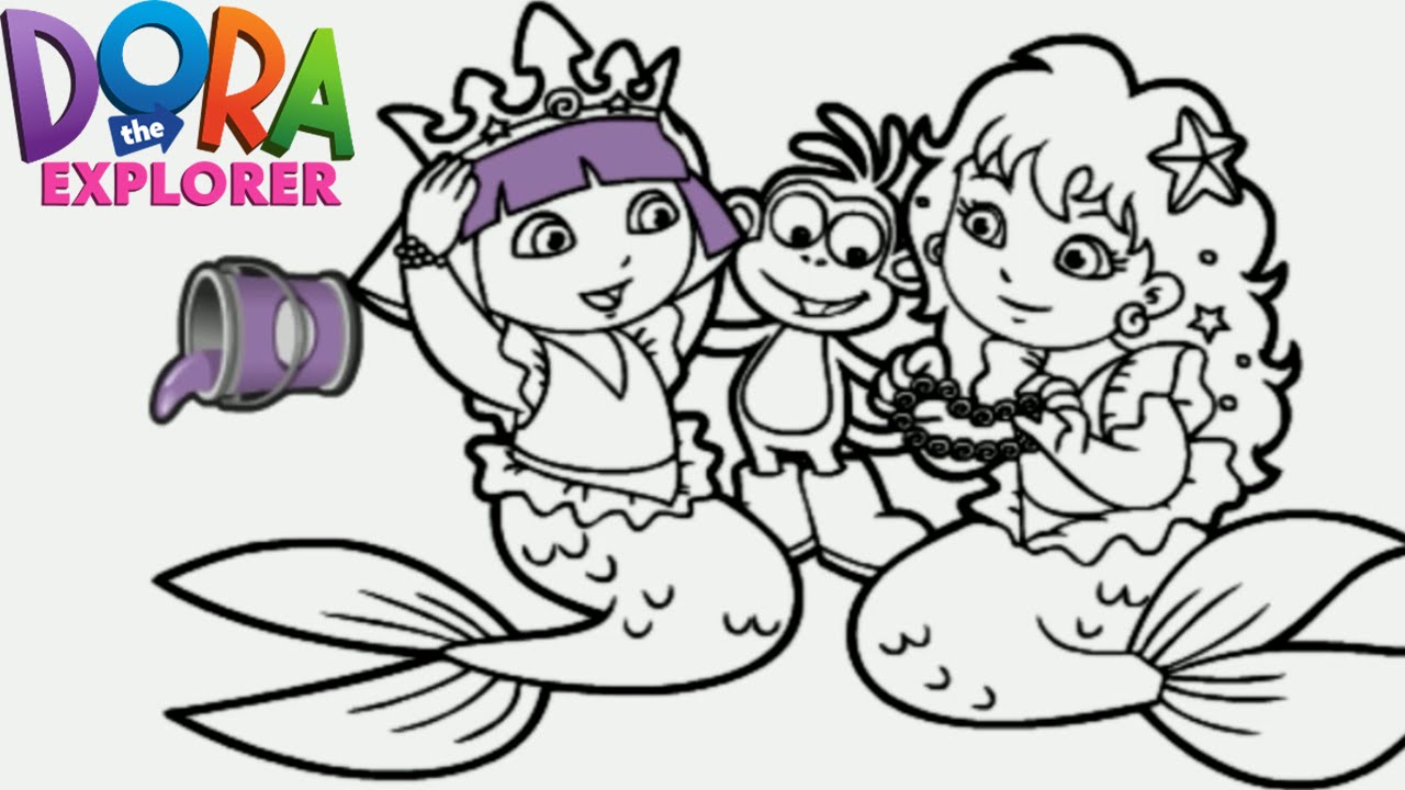 Dora the explorer mermaid princess nick jr coloring book game for children