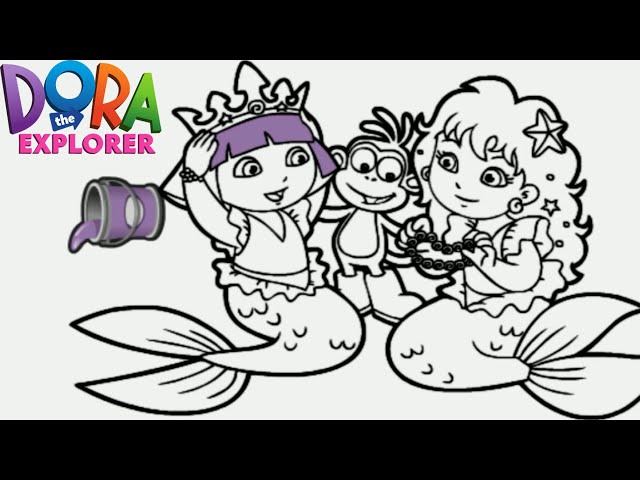 Dora the explorer mermaid princess nick jr coloring book game for children
