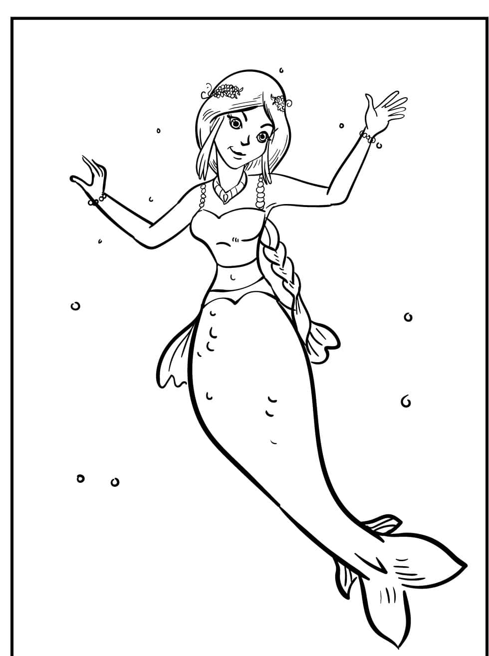 Download dive into a world of creativity with this beautiful mermaid coloring page