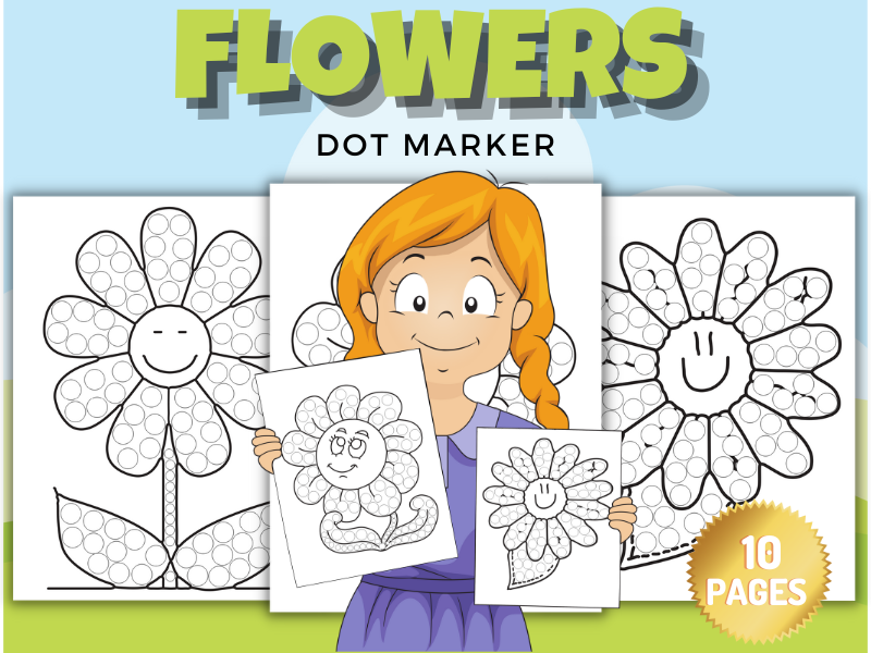 Printable spring flowers dot marker activity pages