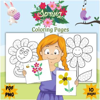 Spring autumn sun flowers dot marker coloring pages