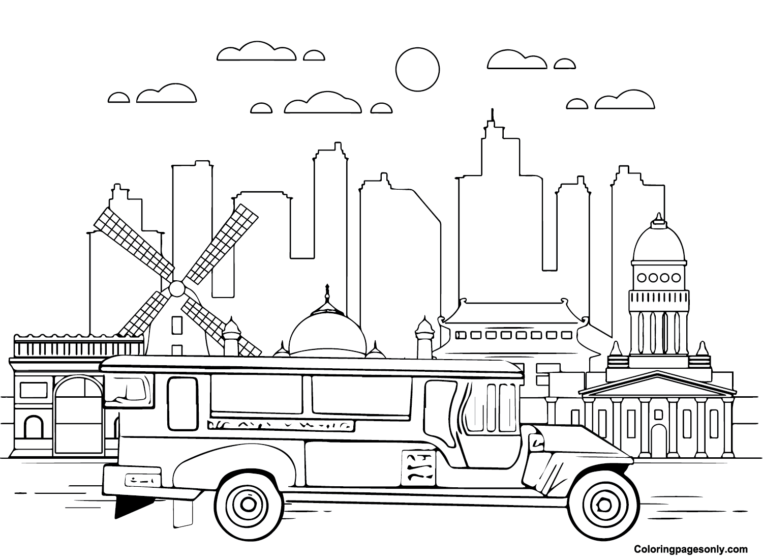 Free jeepney coloring page