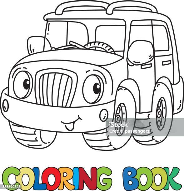 Funny london double decker bus coloring book stock illustration