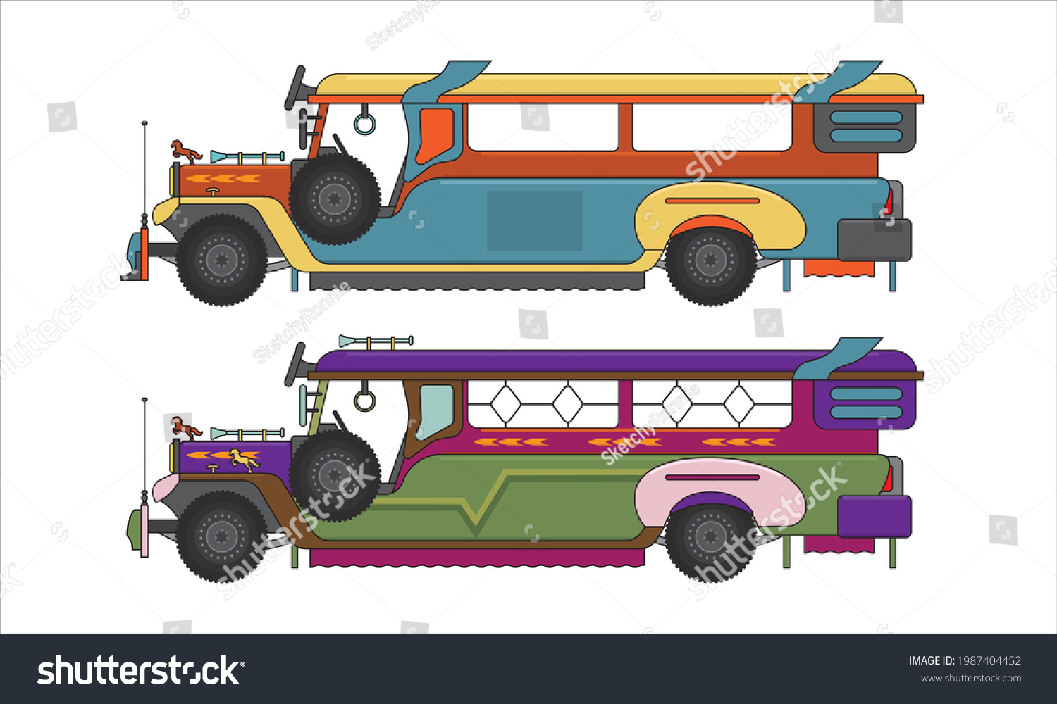 Philippine manila icons jeepney transportation stock vector royalty free