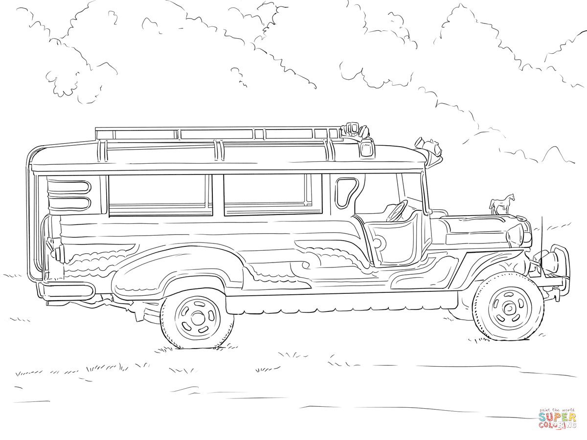 Philippine jeepney coloring page free printable coloring pages