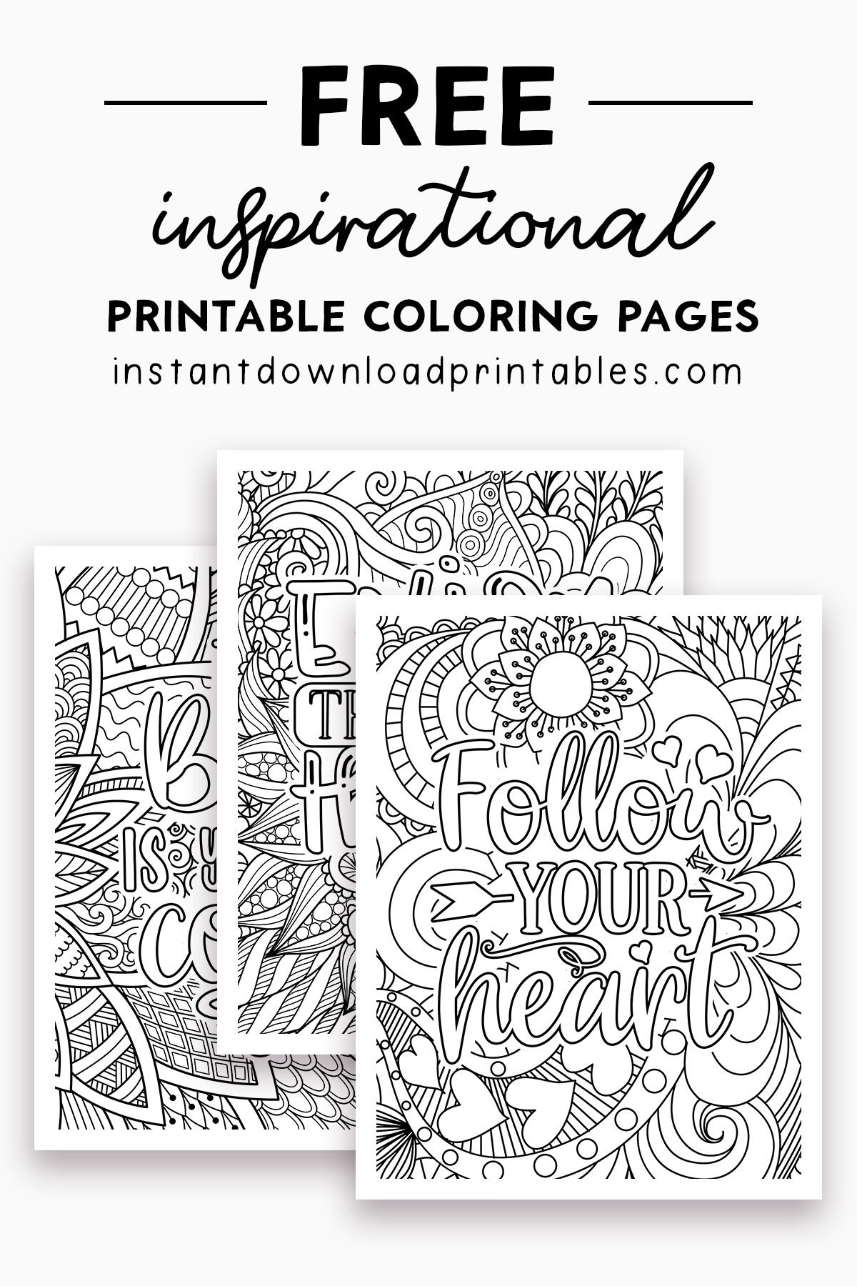 Free inspirational quotes adult coloring pages intricate stress relief