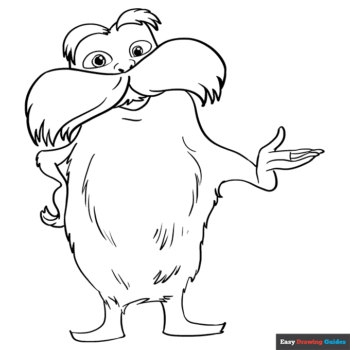 The lorax by dr seuss coloring page easy drawing guides