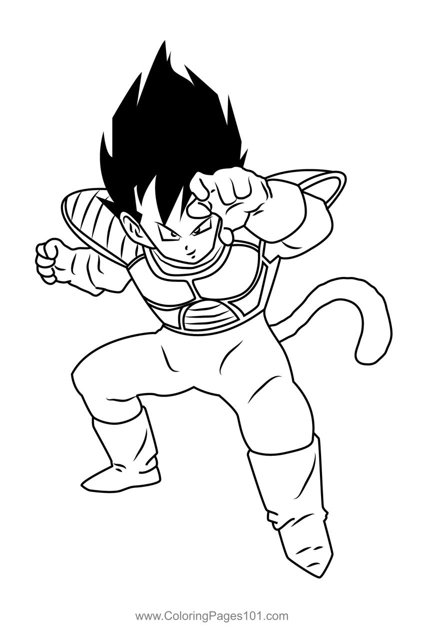 Vegeta in dragon ball coloring page for kids