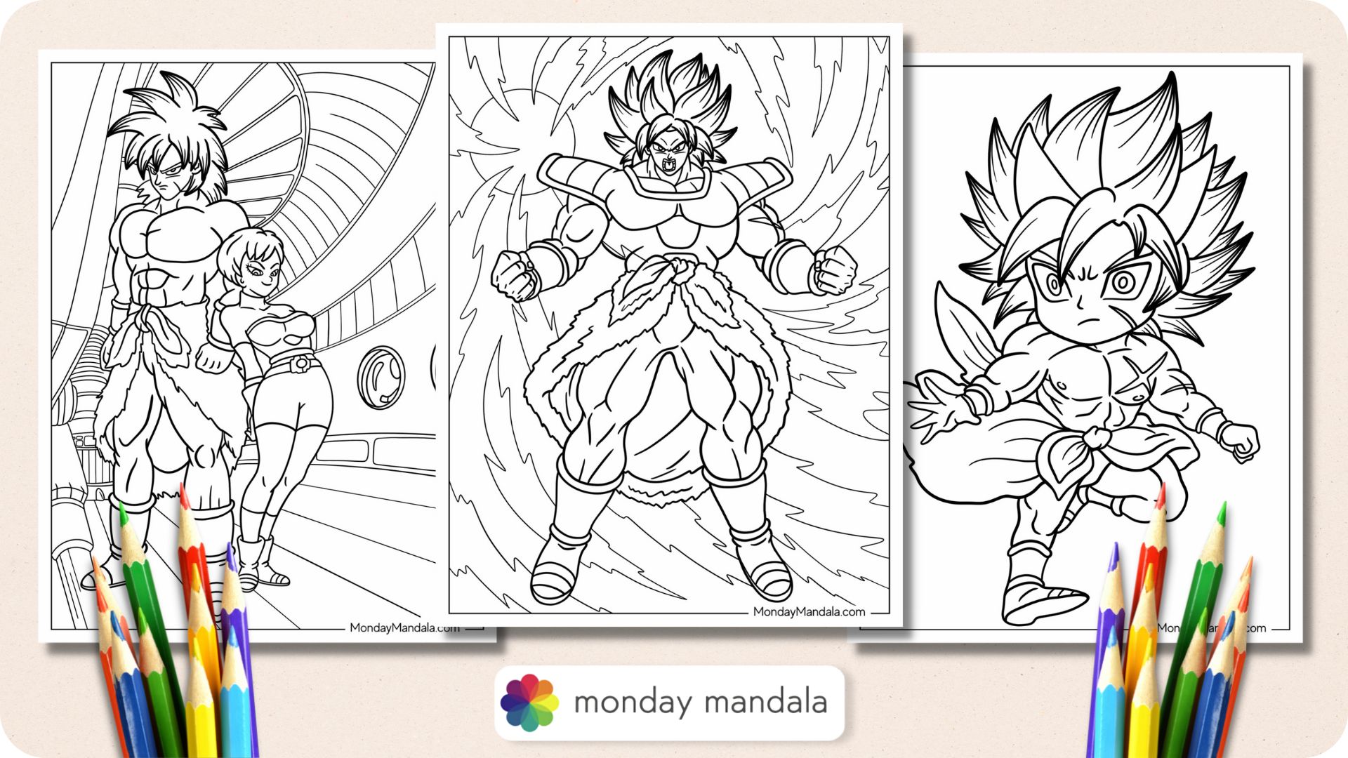 Broly coloring pages free pdf printables