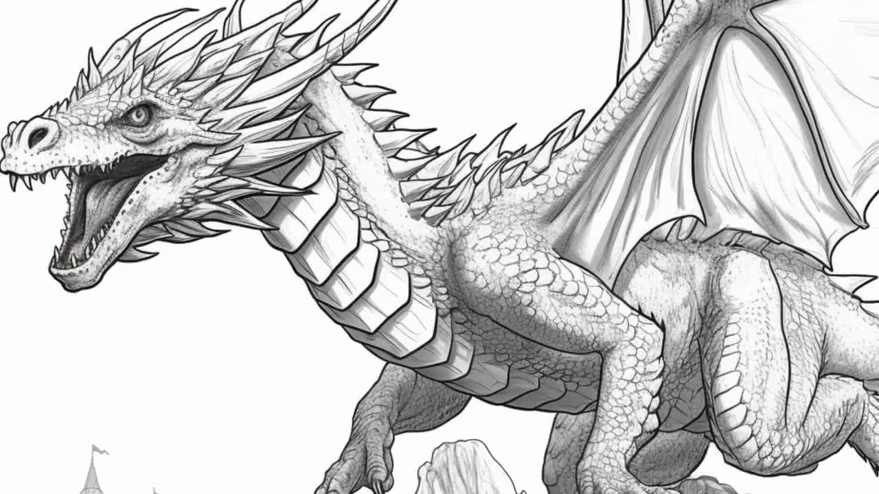 Printable dragon coloring pages for kids and adults digital download pdf