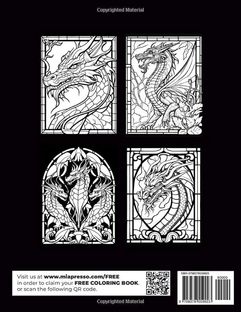 Stained glass dragons coloring book for adults stained glass dragons windows patterns adults coloring book for relaxation stress relief meditation presso mia books
