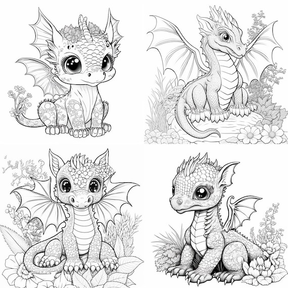 Cute dragon coloring pages printable coloring book coloring pages for kids printable digital coloring digital download