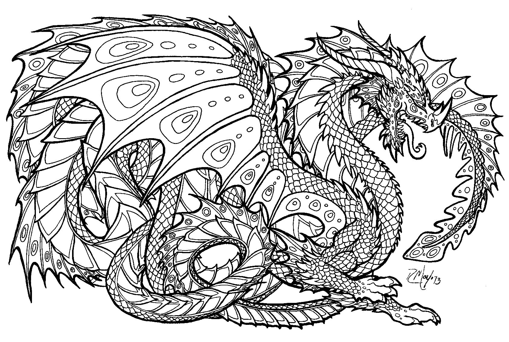 Free printable coloring pages for adults advanced dragons