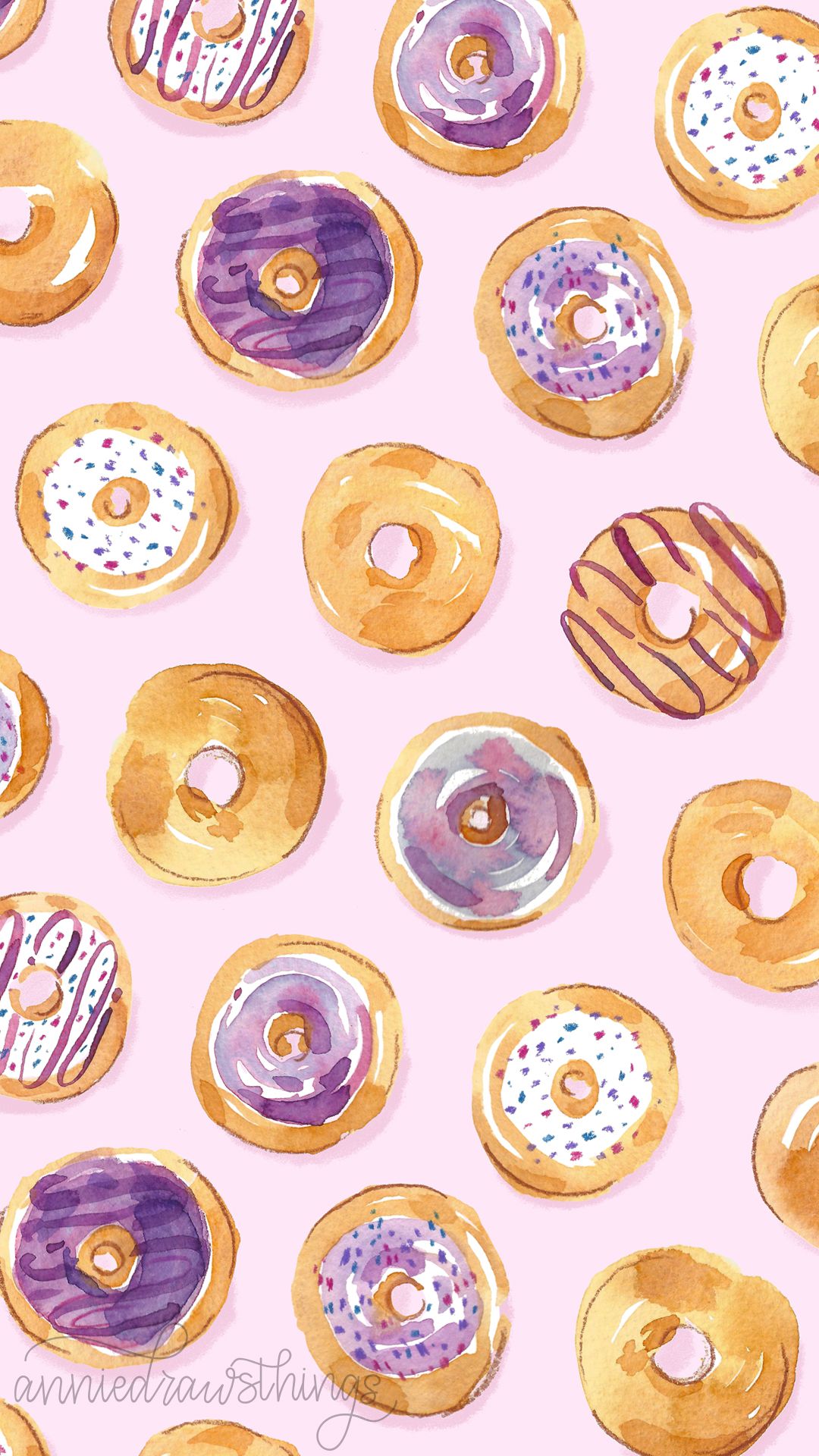 Cute watercolor donut wallpaper