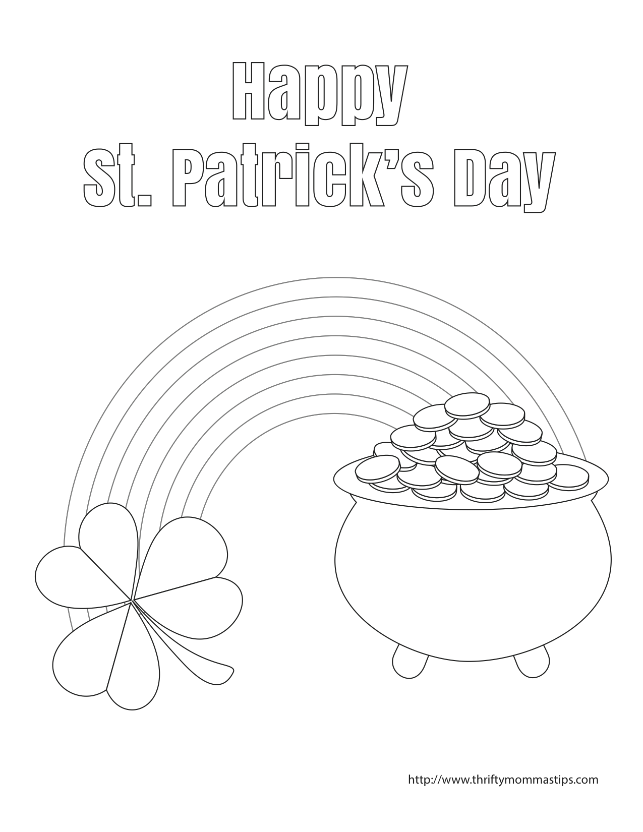 St patricks day pot of gold coloring page â thrifty mommas tips