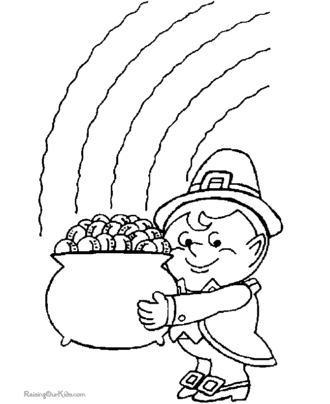 Pot of gold coloring page for st patricks day