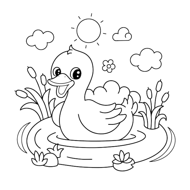 Premium vector hand drawing duck coloring pages illustration