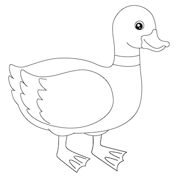 Premium vector a cute and funny coloring page of a duck provides hours of coloring fun for children to color this page is very easy suitable for little kids and toddlers