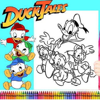 Duck tales coloring pages for kids scrooge louie dewey huey cartoon charact