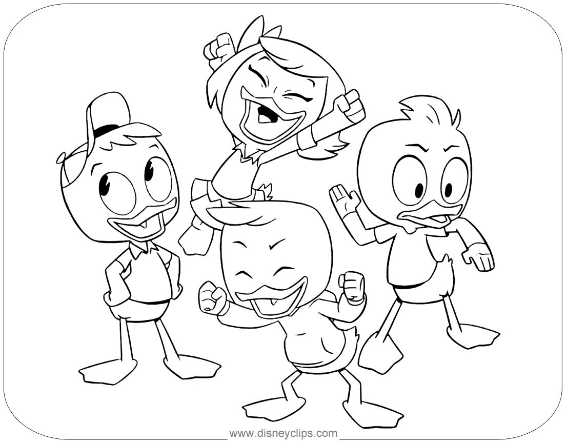 Ducktales coloring page with huey dewey louie and webby disney coloring pages coloring pages frozen coloring pages