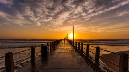 Gorgeous sunset on a pier in durban south africa