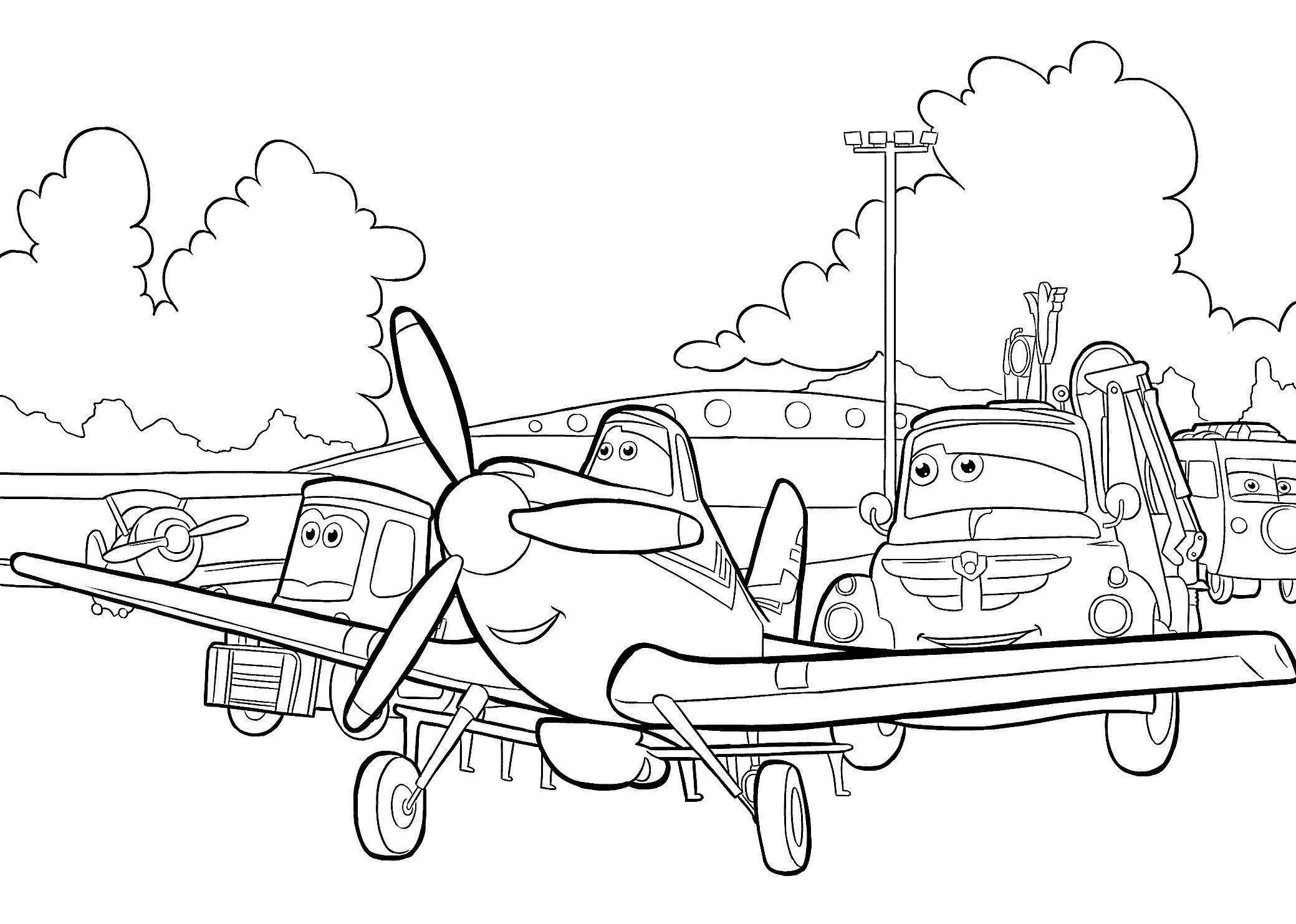 Plane dusty with friends coloring pages for kids printable free coloring pages cartoon coloring pages free coloring pages